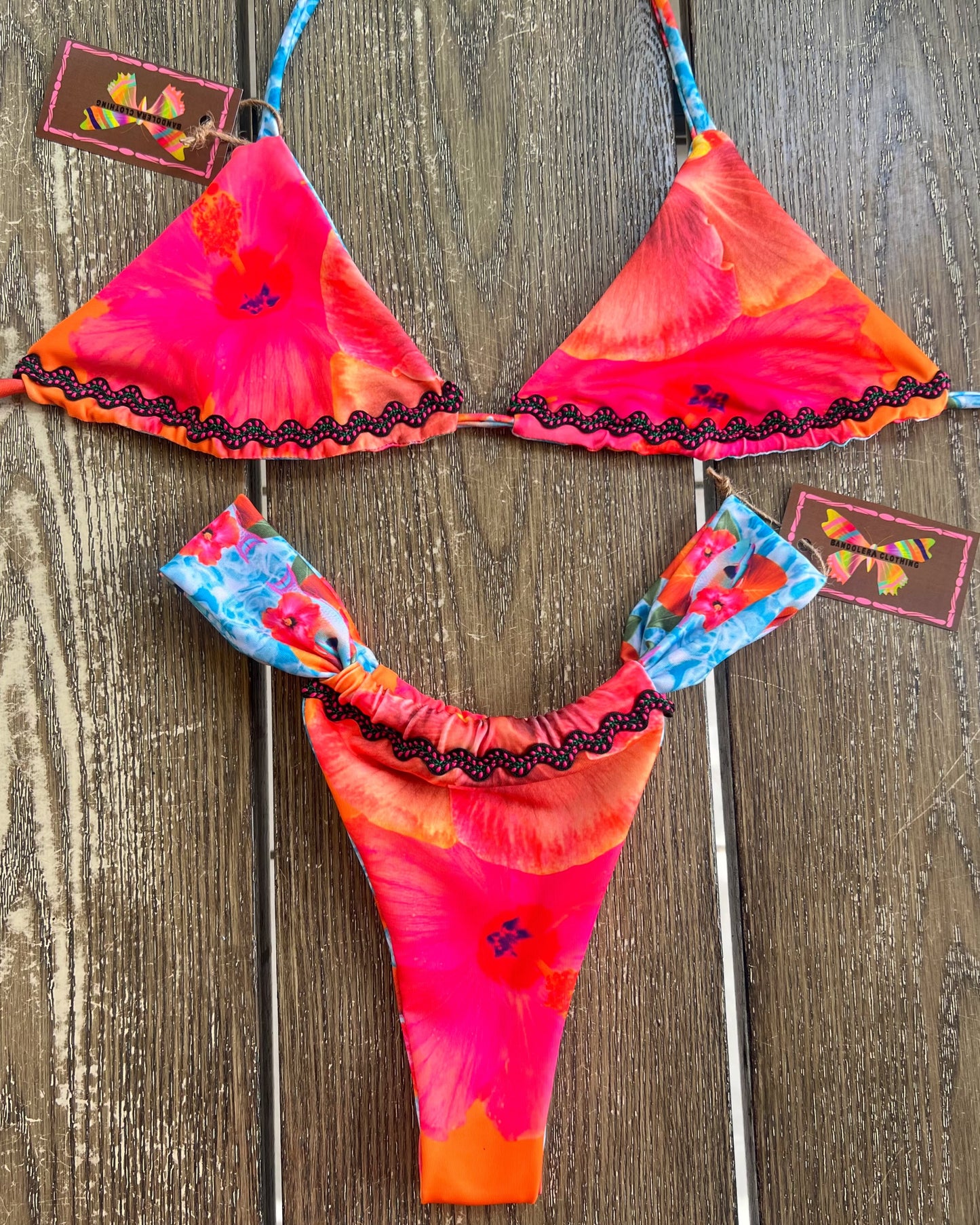 Bikini Set: REVERSIBLE Top Triangular + Bottom Brasil